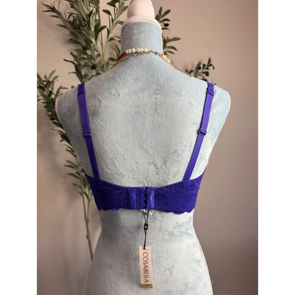 Cosabella Never Say Never‎ Lace Balconette Underwire Bra Purple NWT 34D